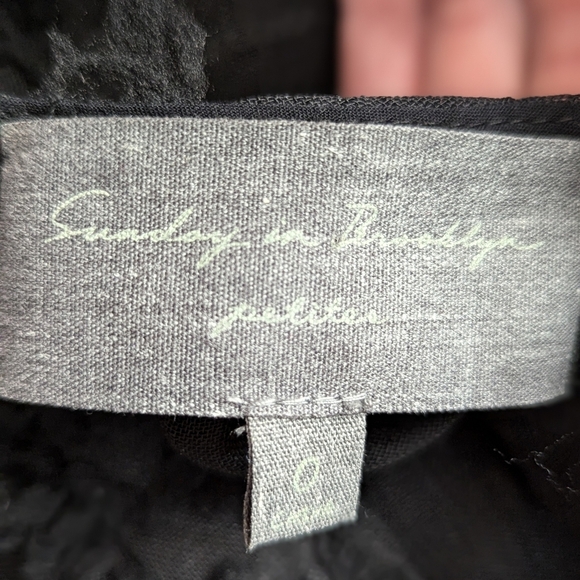 Anthropologie Sunday in Brooklyn Black Sheer Mesh Floral Appliqué Mini Dress 0 - Picture 9 of 15